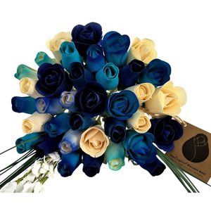 3 Dozen Deluxe Blue Berries and Cream Flower Bouquet. The Original Wooden Rose.